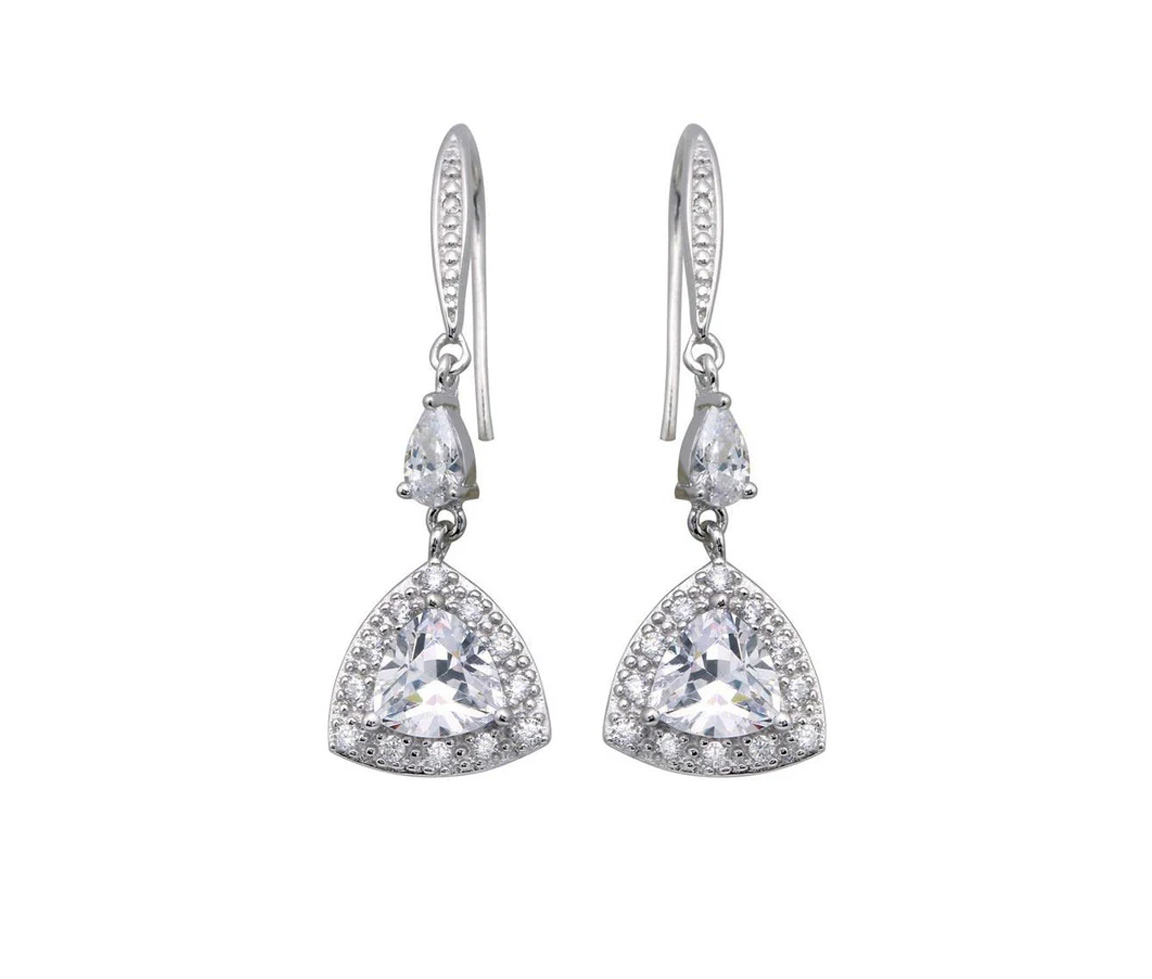 BOUCLES EN ARGENT RHODIÉ SUR CROCHET SERTIES DE CUBIQUES ZIRCONIAS - SP STE00449 - BIJOUX D'IMPORTATION