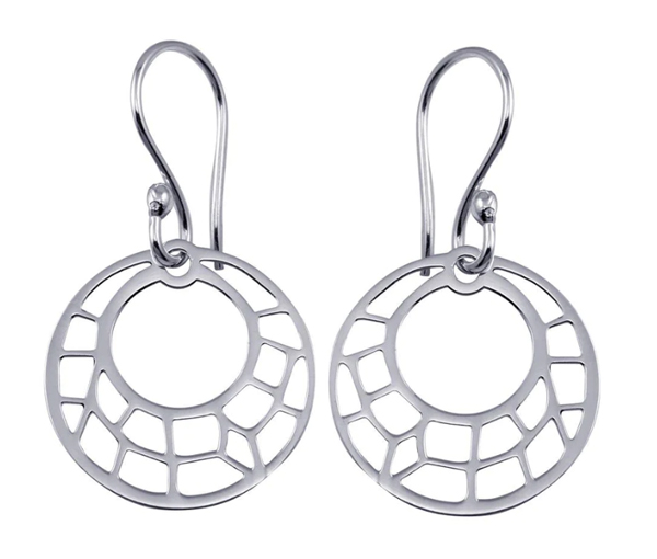 BOUCLES CERCLE AJOURÉ SUR CROCHET EN ARGENT - SP TRE00002 - BIJOUX D'IMPORTATION