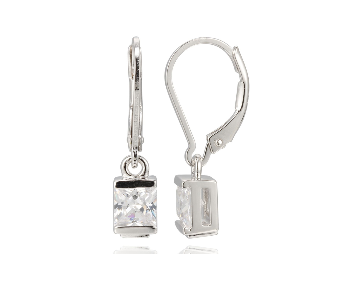 BOUCLES ELLE EN ARGENT RHODIÉ SERTIES DE CUBIQUES ZIRCONIAS - PJ R2LBMH0004 - ELLE