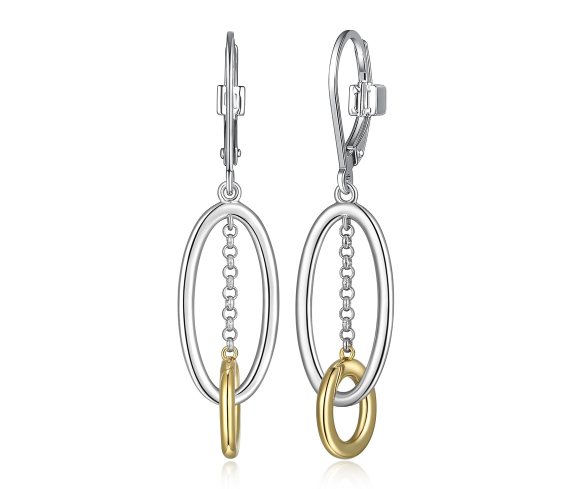 BOUCLES ELLE EN ARGENT RHODIÉ/PVD OR 2 TONS - PJ R2LCQWA003 - ELLE