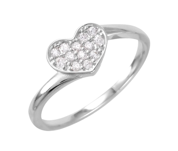 BAGUE COEUR EN ARGENT RHODIÉ AVEC PAVÉ DE CUBIQUES ZIRCONIAS - SP GMR00074/5 - BIJOUX D'IMPORTATION