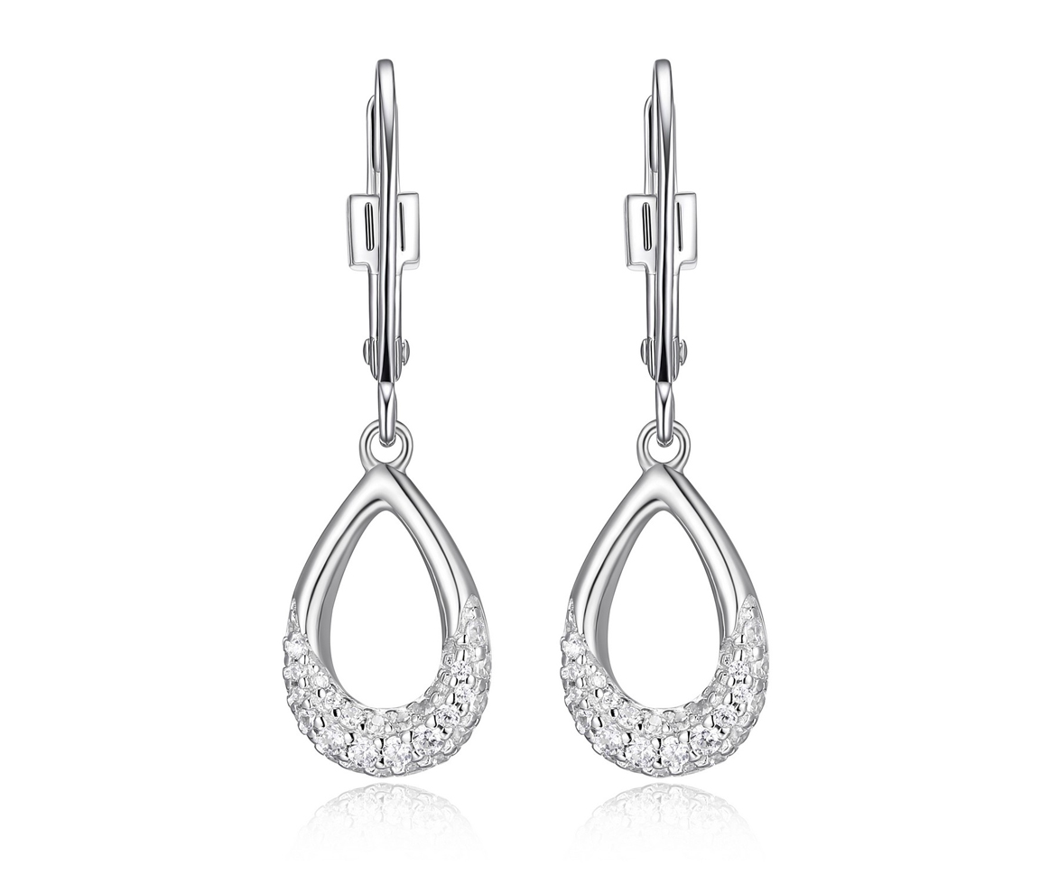 BOUCLES EN ARGENT RHODIÉ GOUTTES AJOURÉES SERTIES DE CUBIQUES ZIRCONIAS - PJ R2LCK5006G - ELLE