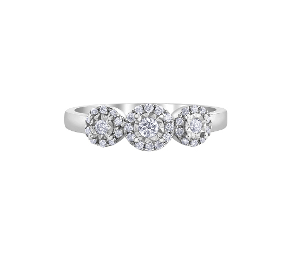 BAGUE EN OR 10K BLANC SERTIE DE DIAMANTS - CR DX839W25 - BIJOUX CANADIEN