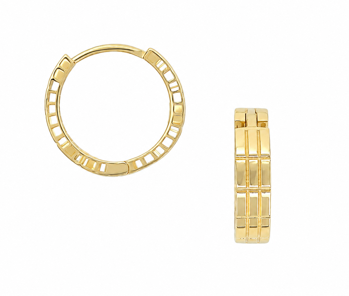 BOUCLES HUGGIES EN OR JAUNE - MB HUG15 - BIJOUX D'IMPORTATION