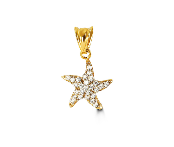 PENDENTIF ÉTOILE DE MER EN OR SERTI DE CUBIQUES ZIRCONIAS - SY 3206 - BIJOUX D'IMPORTATION