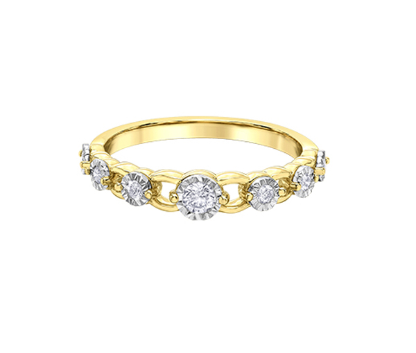 BAGUE EN OR JAUNE ET BLANC SERTIE DE DIAMANTS - CR DD8155YW18 - BIJOUX CANADIEN