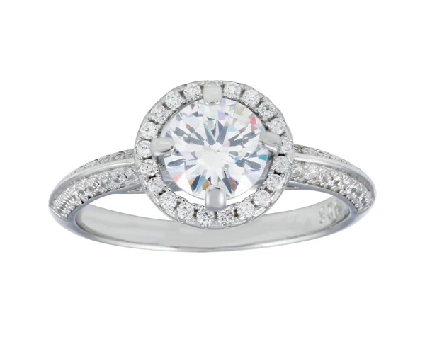 SUPERBE BAGUE EN ARGENT RHODIÉ SERTIE DE CUBIQUES ZIRCONIAS - SP STR01110/5 - BIJOUX D'IMPORTATION