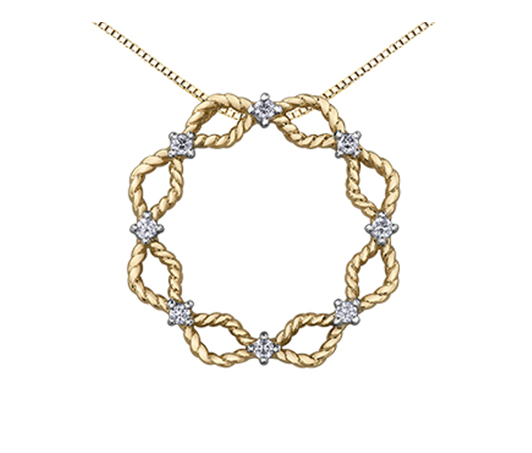 PENDENTIF EN OR 10K SERTI DE DIAMANTS ET CHAINE 18" - CR DD7315 - BIJOUX CANADIEN