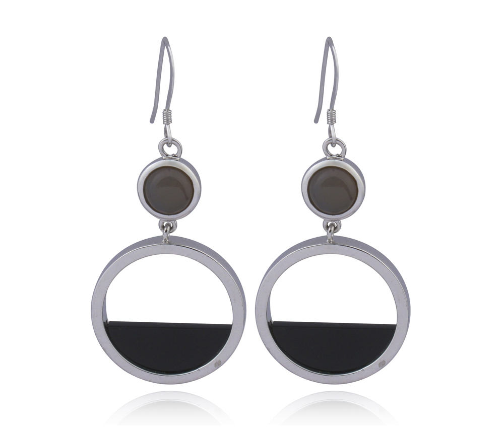 BOUCLES PEND. ARG. AGATHE NOIR-GRIS - PJ 62LA932708 - ELLE