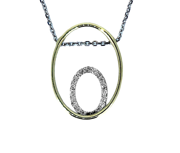 PENDENTIF EN OR 10K 2 TONS SERTI DE DIAMANTS - CR DD8034 - BIJOUX CANADIEN