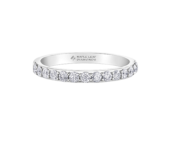 JONC SEMI-ÉTERNITÉ EN OR 14K BLANC SERTI DE DIAMANTS CANADIENS - CR ML686W100 - BIJOUX CANADIEN