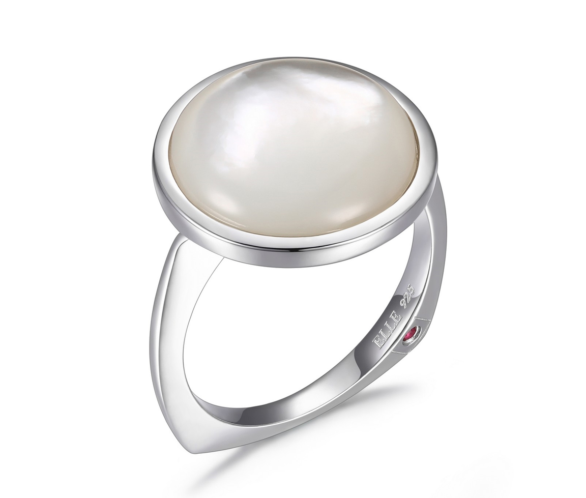 BAGUE EN ARGENT RHODIÉ SERTIE DE NACRE DE PERLE - PJ R4LAAJA9AC - ELLE