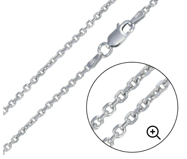 CHAINE MAILLE ROLO EN ARGENT RHODIÉ - SP CH222RH/22 - BIJOUX D'IMPORTATION