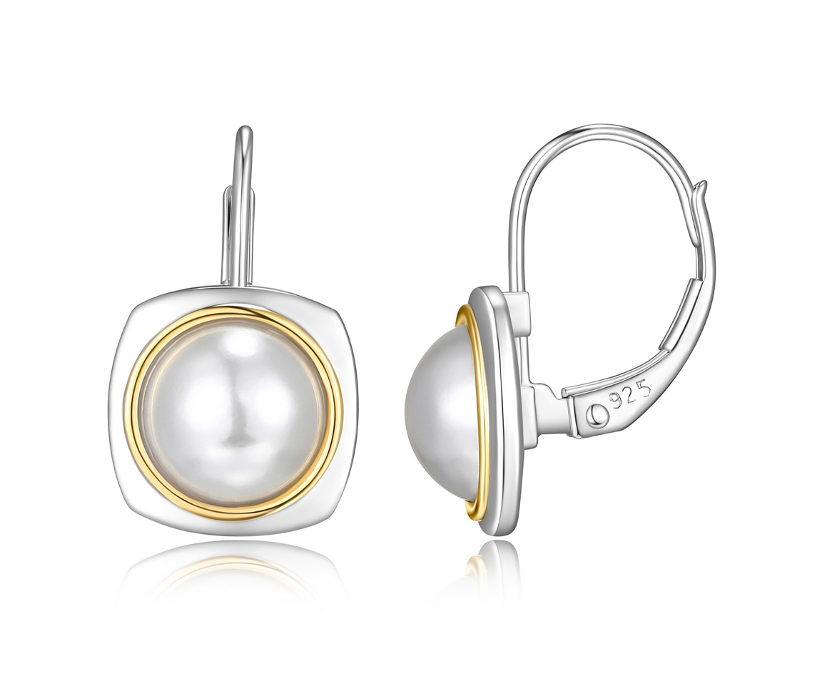 BOUCLES ELLE EN ARGENT RHODIÉ/PVD OR 2 TONS SERTIES DE PERLES D'EAU DOUCE - PJ R2LCHZBG0R - ELLE