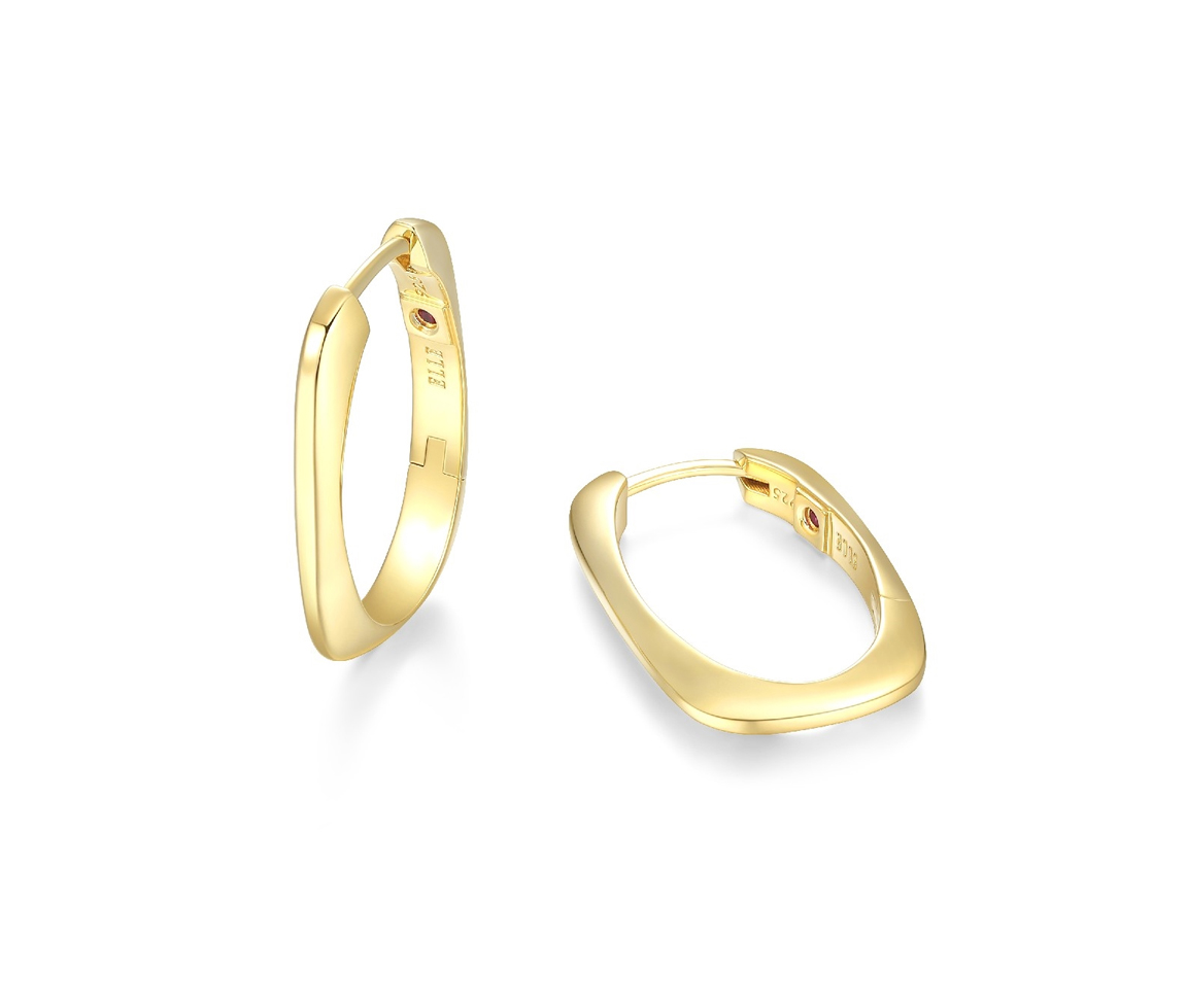 BOUCLES ANNEAUX RECTANGULAIRES EN ARGENT/PVD OR UNIES - PJ 32LCRZA00P - ELLE