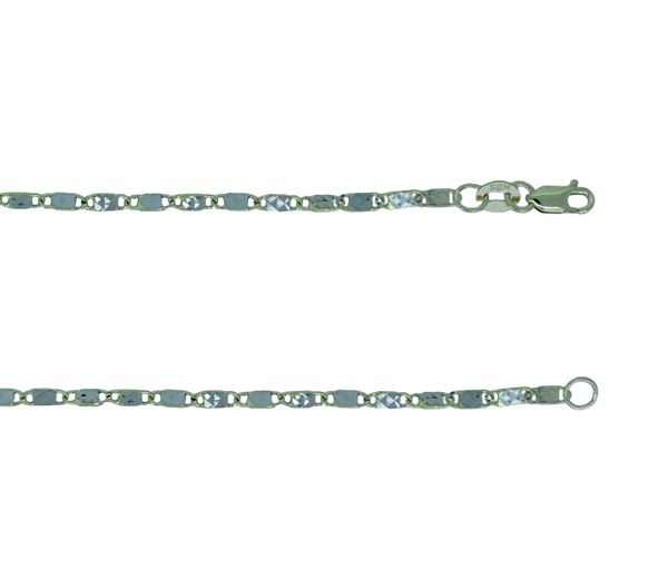 CHAINE MAILLE PLAQUE TAILLÉE DIAMANT EN OR 2 TONS - MB LPXD2YW18 - BIJOUX D'IMPORTATION