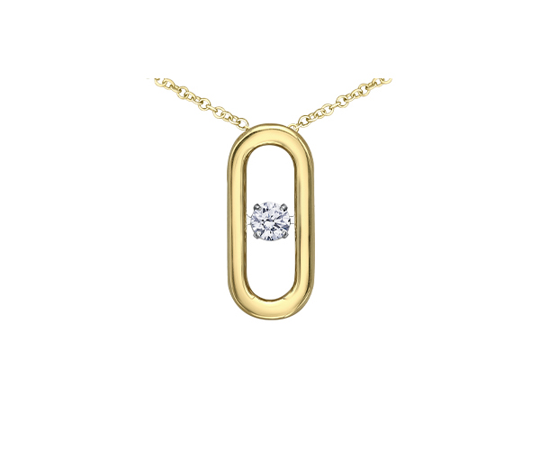 PENDENTIF EN OR 10K 2 TONS SERTI D'UN DIAMANT DANSANT - CR P4618YW23 - DIAMANT CANADIEN