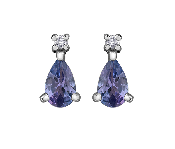 BOUCLES EN OR BLANC SERTIES DE TANZANITES ET DE DIAMANTS - CR DD7965 - BIJOUX CANADIEN