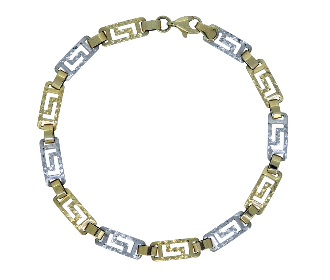 BRACELET STYLE VERSACE EN OR 10K 2 TONS - AL BRA01 - BIJOUX D'IMPORTATION