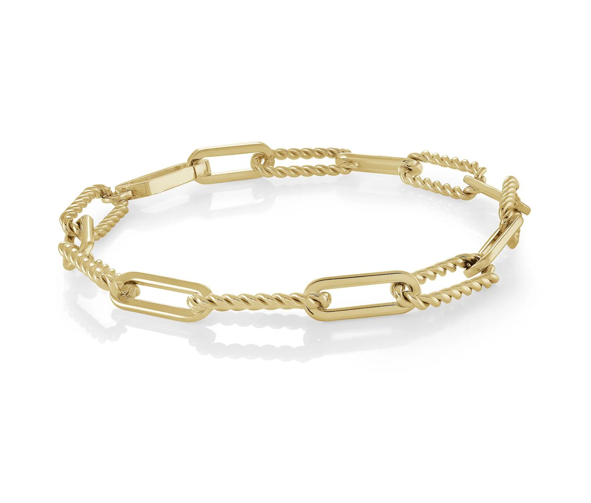 BRACELET EN ACIER/PVD OR À MAILLE PAPERCLIP - IG SWB209/7.25 - VELORIA