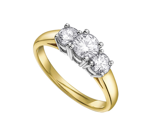BAGUE POUR DAME STYLE TRINITÉ EN OR 14K 2 TONS SERTIE DE DIAMANTS - CR DX112/33 - BIJOUX CANADIEN
