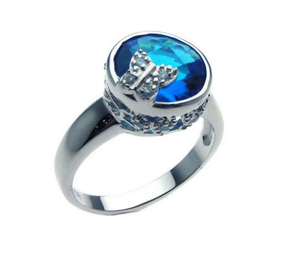 BAGUE DAME AVEC PAPILLON EN ARGENT RHODIÉ SERTIE DE CUBIQUES ZIRCONIAS - SP STR00609/5 - BIJOUX D'IMPORTATION