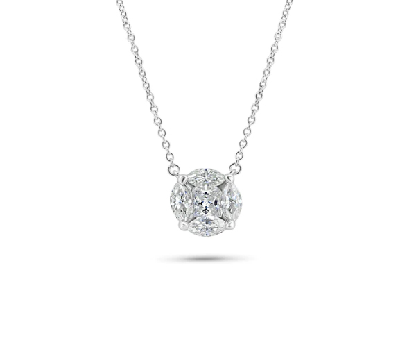 COLLIER EN ARGENT RHODIÉ SERTI D'UNE MOISSANITE - SP MGMN00011 - BIJOUX D'IMPORTATION