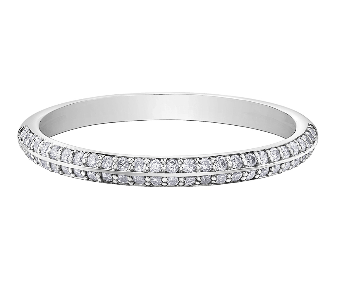 JONC SEMI-ÉTERNITÉ EN OR BLANC SERTI DE DIAMANTS - CR DD7810 - BIJOUX CANADIEN