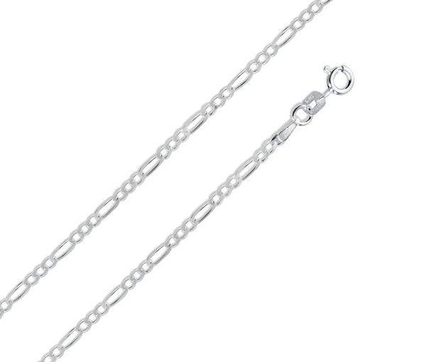 CHAINE EN ARGENT RHODIÉ À MAILLE FIGARO - SP CH1050RH/20 - BIJOUX D'IMPORTATION