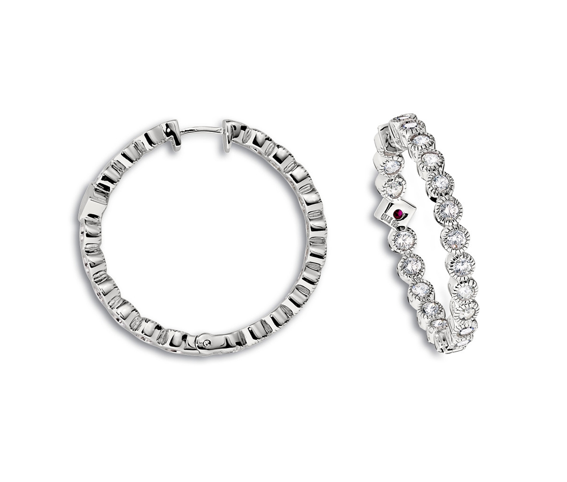 BOUCLES ELLE ANNEAUX SERTIES DE CUBIQUES ZIRCONIAS - PJ R2LBDU0027 - ELLE