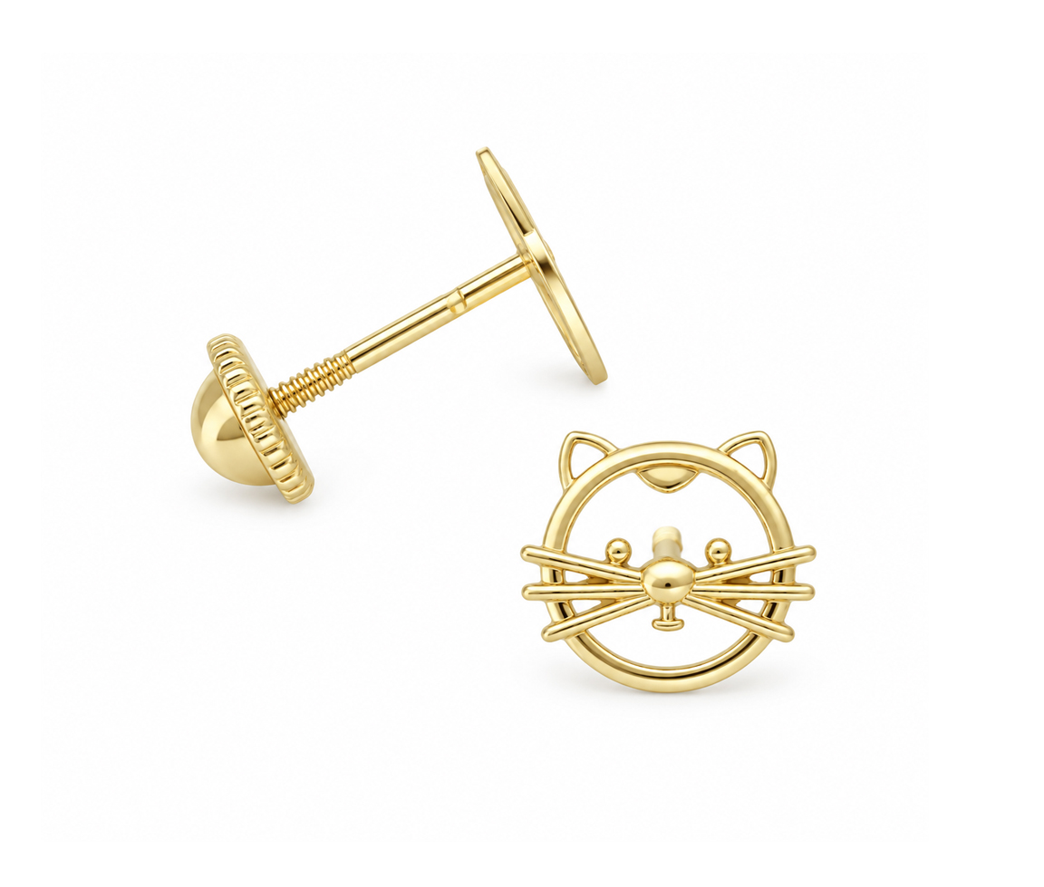 BOUCLES VISSÉES CHAT AJOURÉ - IN 5494 - BIJOUX D'IMPORTATION