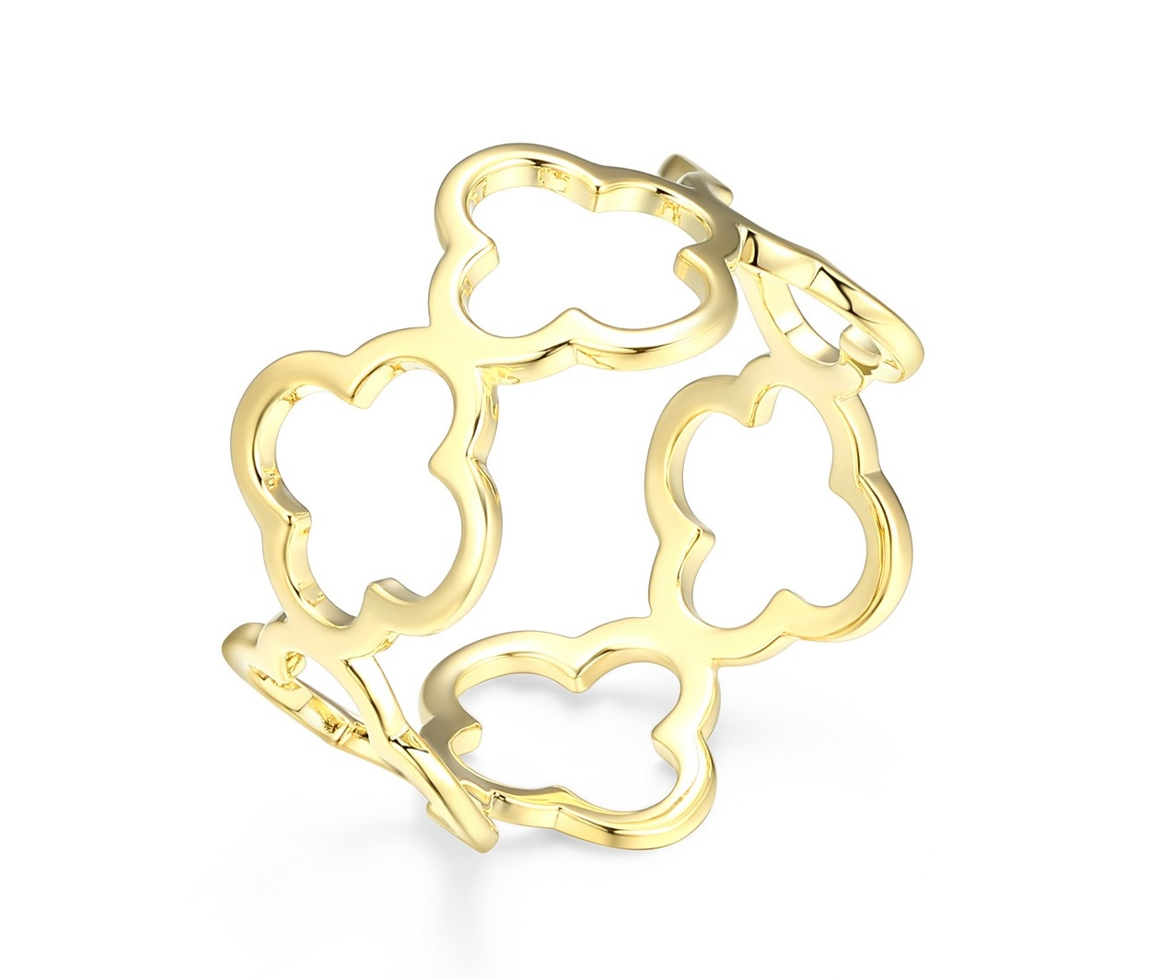 BAGUE TRÈFLES AJOURÉS EN ARGENT/PVD OR - PJ 34ATSYA0AC - REIGN