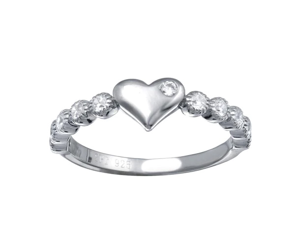 BAGUE COEUR EN ARGENT RHODIÉ SERTIE DE CUBIQUES ZIRCONIAS - SP STR01164/5 - BIJOUX D'IMPORTATION