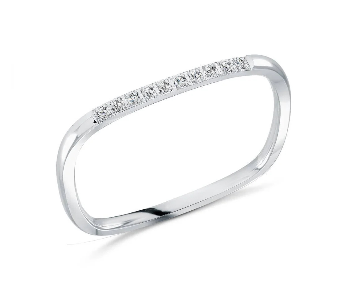 JONC CARRÉ EN ACIER SERTI DE CUBIQUES ZIRCONIAS - IG SWR44/5 - VELORIA