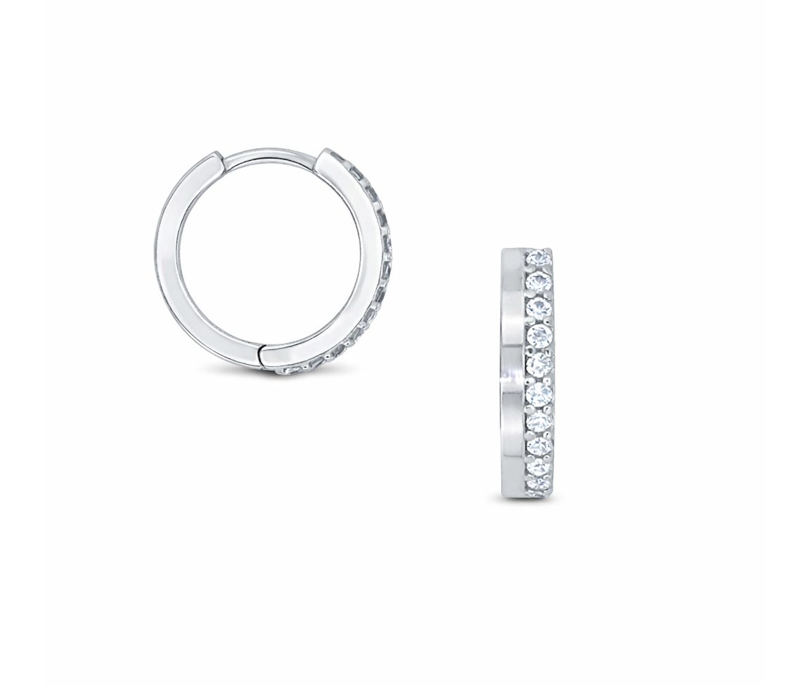 BOUCLES HUGGIES EN OR AVEC CZ - SJ HUG05 - BIJOUTERIE SUISSE INC.