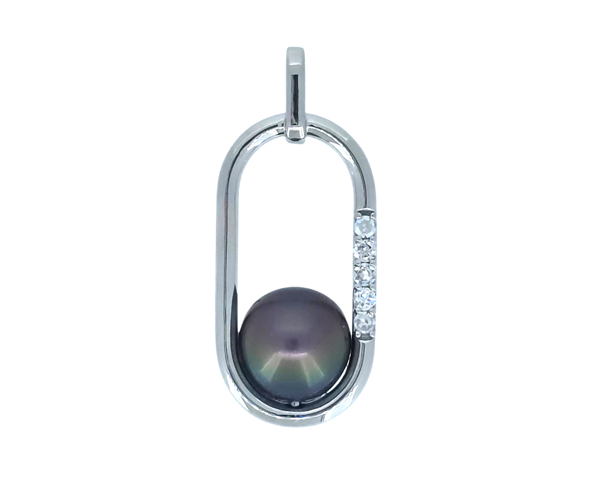 PENDENTIF PERE DE TAHITI ET DIAMANTS - SJ PENPER14 - BIJOUTERIE SUISSE INC.