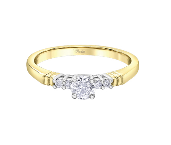 BAGUE EN OR 10K 2 TONS SERTIE D'UN DIAMANT CANADIEN ET DE DIAMANTS - CR AM578YW33 - DIAMANT CANADIEN