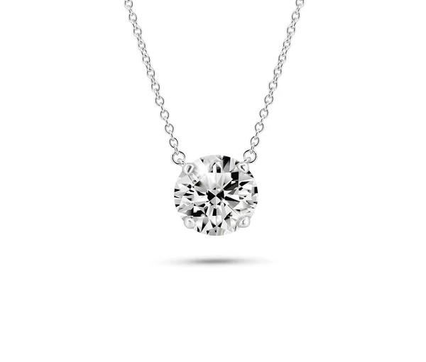 COLLIER EN ARGENT RHODIÉ SERTI D'UNE MOISSANITE - SP MGMN00015 - BIJOUX D'IMPORTATION