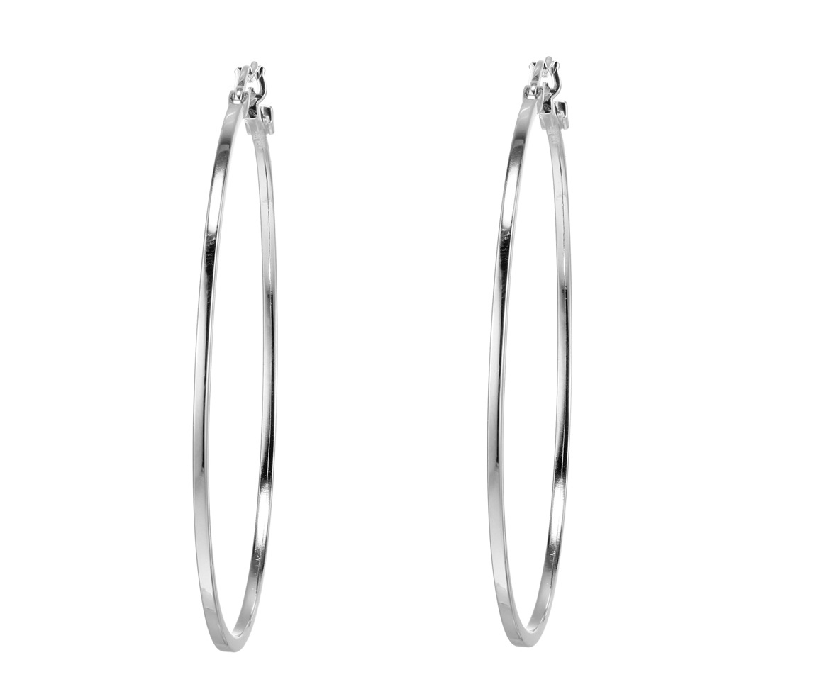 BOUCLES ANNEAUX EN ARGENT RHODIÉ UNI - PJ R2LCFLA00L - ELLE