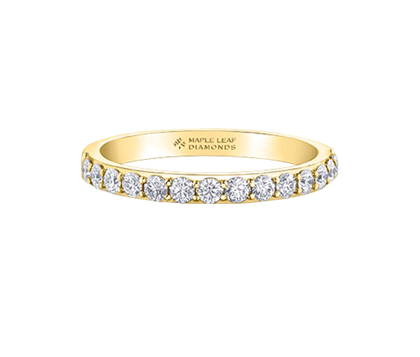 JONC SEMI-ÉTERNITÉ EN OR 14K 2 TONS SERTI DE DIAMANTS CANADIENS - CR ML686Y50 - BIJOUX CANADIEN