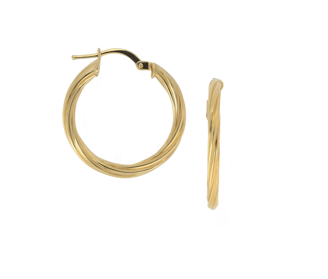 ANNEAUX EN OR JAUNE TWISTÉES - S BOU34 - BIJOUX D'IMPORTATION