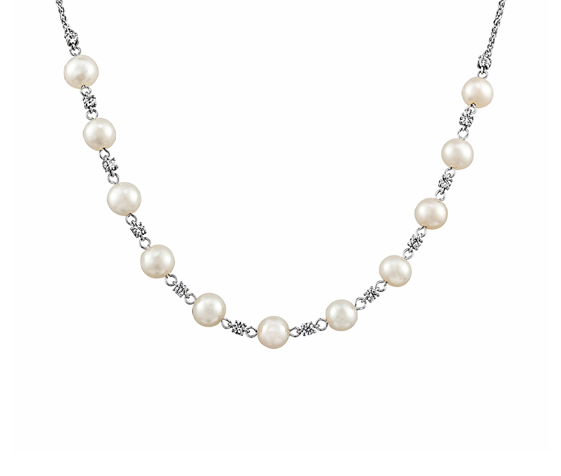 COLLIER PERLES D'EAU DOUCE ET DIAMANTS CANADIENS - CR ML914WPEA - BIJOUX CANADIEN