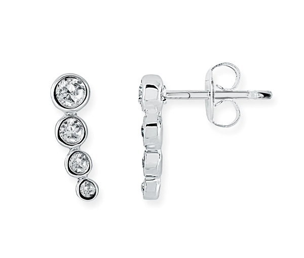 BOUCLES FIXES EN ACIER SERTIES DE 4 CUBIQUES ZIRCONIAS - IG SEA335SI - VELORIA