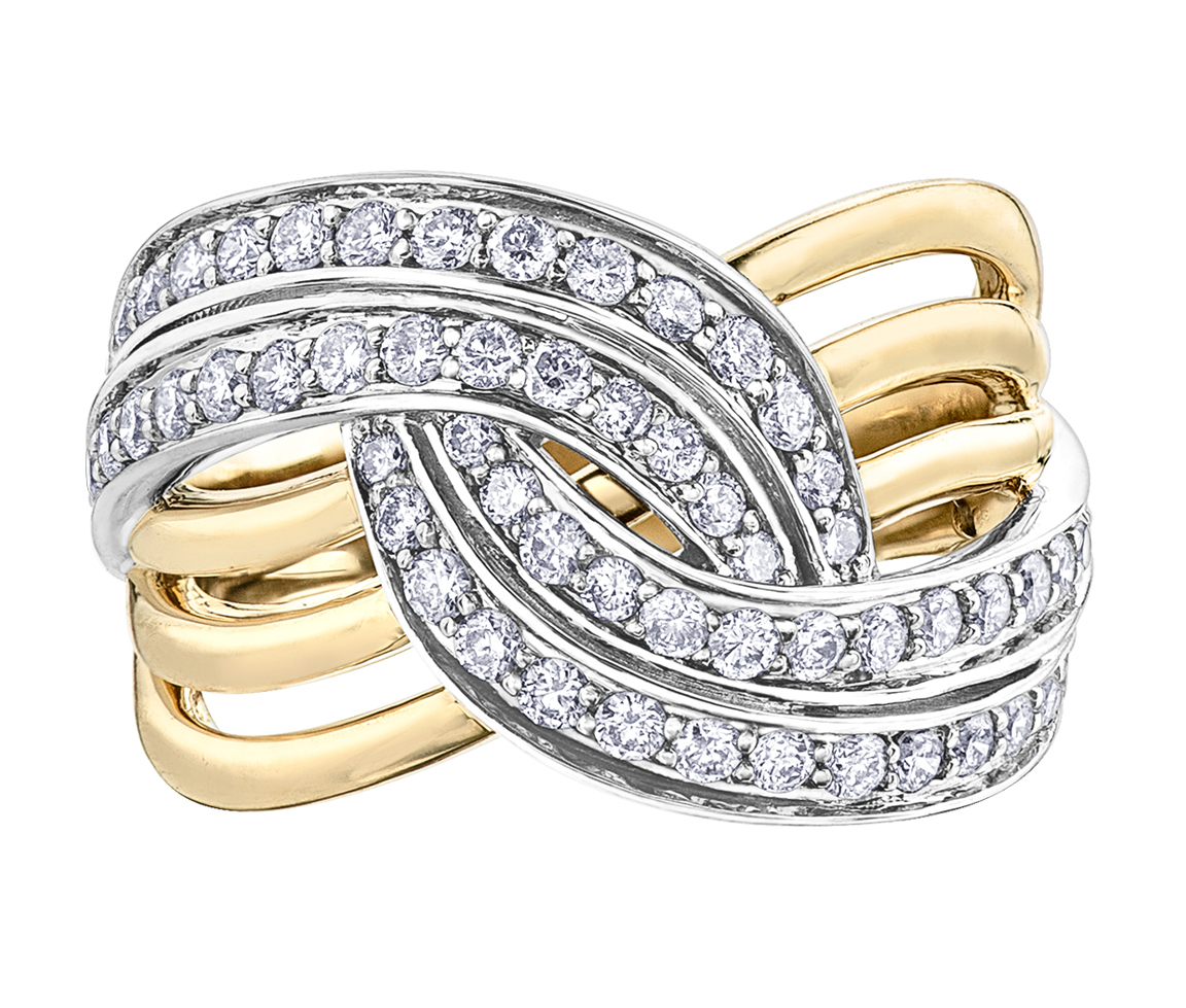 BAGUE EN OR 10K 2 TONS SERTIE DE DIAMANTS - CR DD7917 - BIJOUX CANADIEN