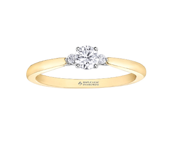 BAGUE STYLE TRINITÉ EN OR 14K 2 TONS SERTIE DE 3 DIAMANTS CANADIENS - CR ML711YW25 - BIJOUX CANADIEN