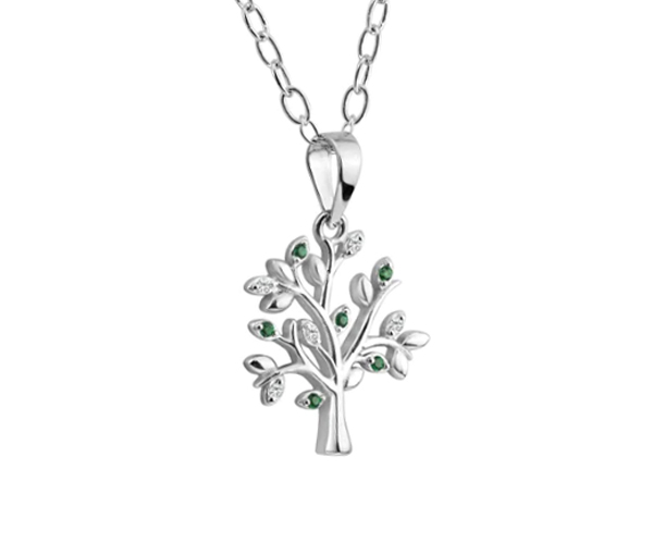 PENDENTIF ARBRE DE VIE EN ARGENT RHODIÉ SERTI DE CUBIQUES ZIRCONIAS - SP BGP01457 - BIJOUX D'IMPORTATION
