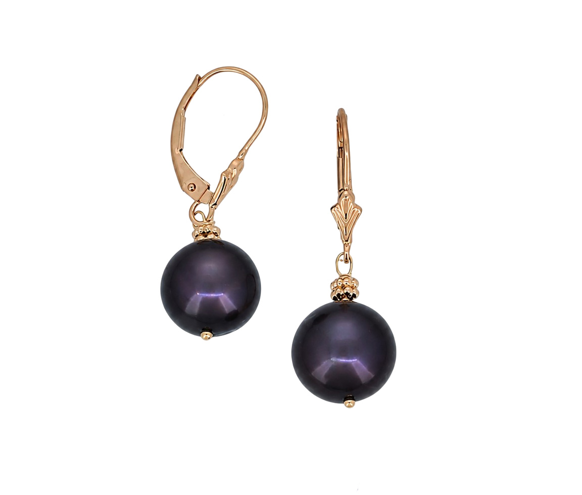 BOUCLES AVEC PERLE D'EAU DOUCE TEINTÉES - SJ LBO42 - BIJOUTERIE SUISSE