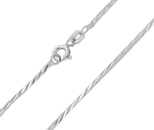 CHAINE EN ARGENT RHODIÉ À MAILLE SERPENT(SNAKE) - SP CH141RH/18 - BIJOUX D'IMPORTATION