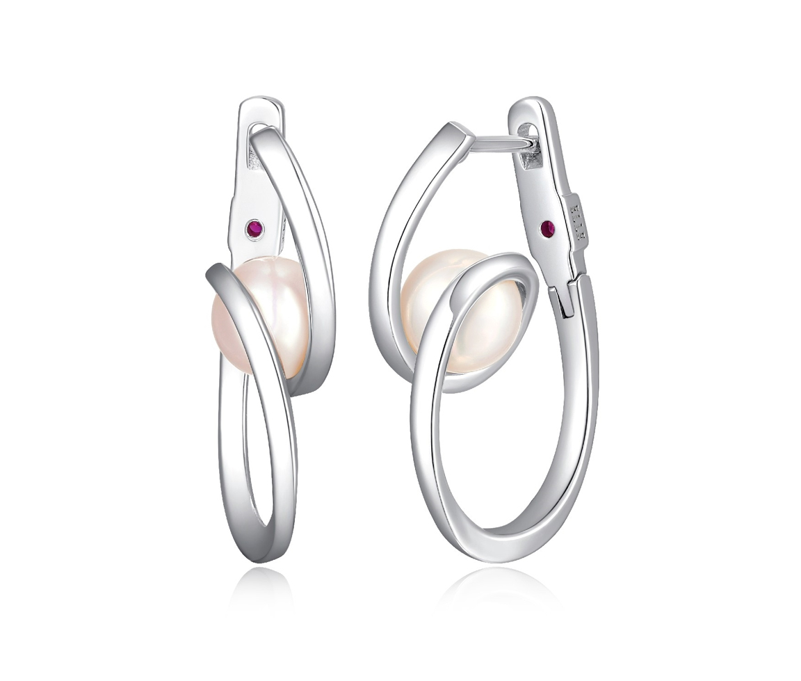 BOUCLES EN ARGENT RHODIÉ SERTIES DE PERLES DE CULTURE - PJ R2LCSW459M - ELLE