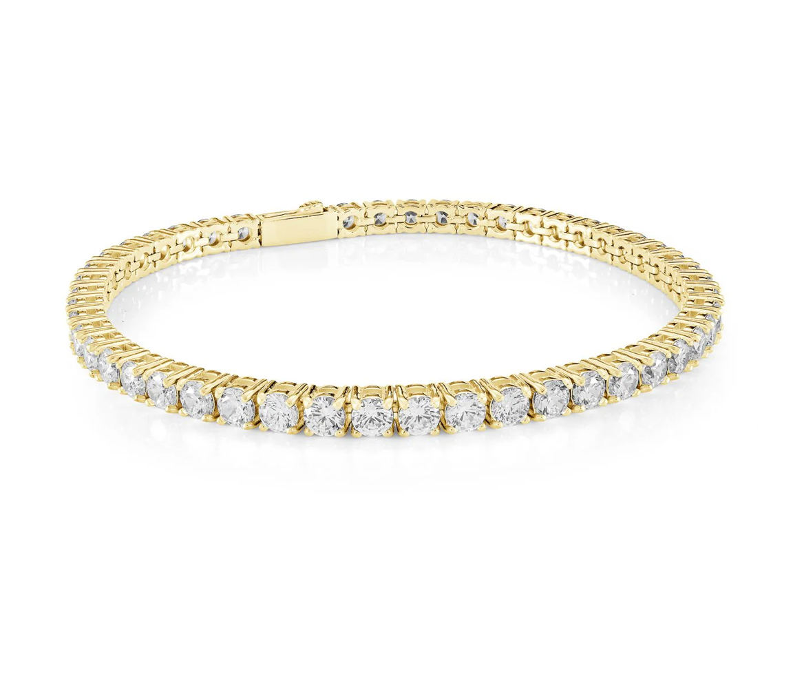 BRACELET TENNIS EN ACIER/PVD OR SERTI DE CUBIQUES ZIRCONIAS - IG SMB698/7 - VELORIA